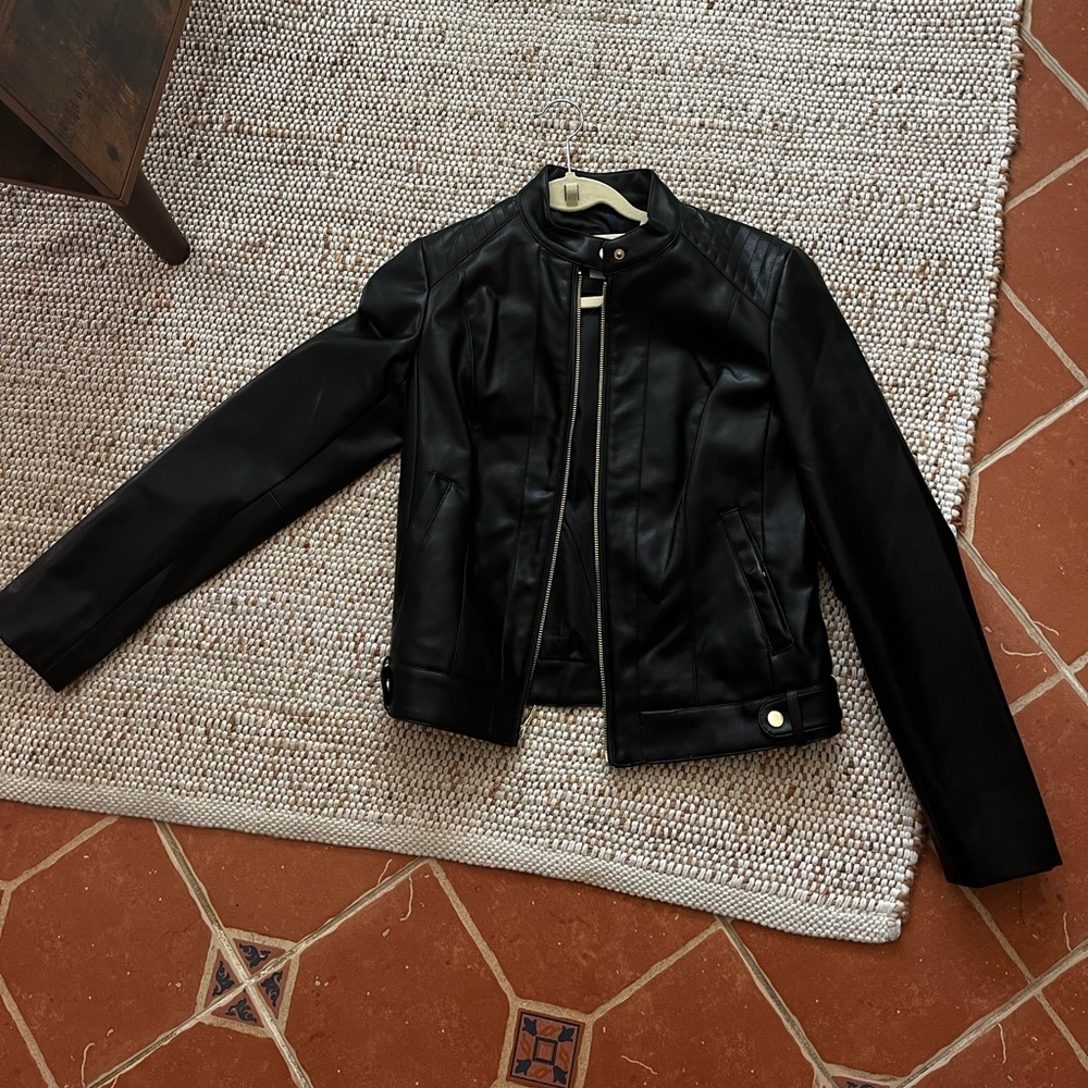 Cole Haan vegan black leather jacket